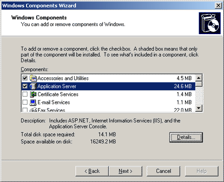 Windows Components installation