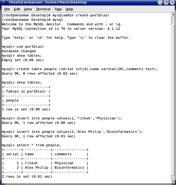 using command prompt for mysql