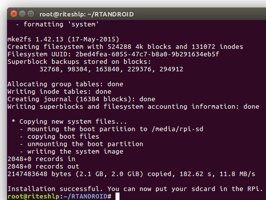 flashing RTAndroid onto SDCard